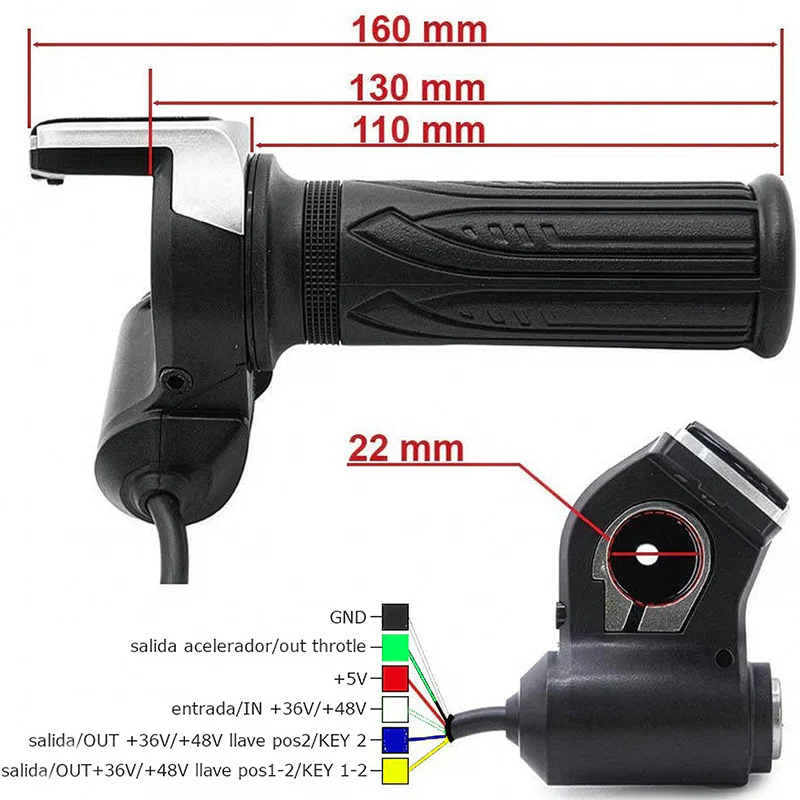 Acelerador con indicador de batería  y llave (36V/48V) - Conector SM - Image 7