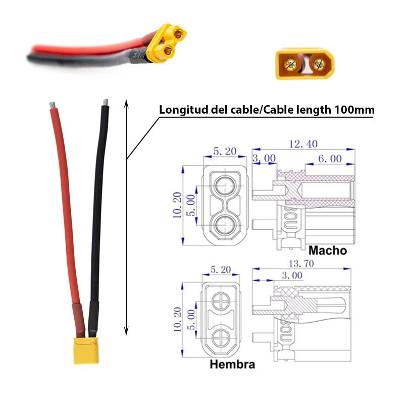 Cable con conector XT30 Amass - 5P (5M/5F) - Image 2