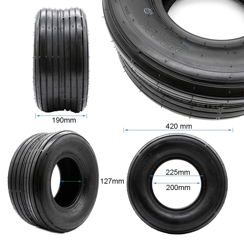 Neumático tubeless 18x9,5-8 / 225/55-8 liso [Feiben] - Image 2