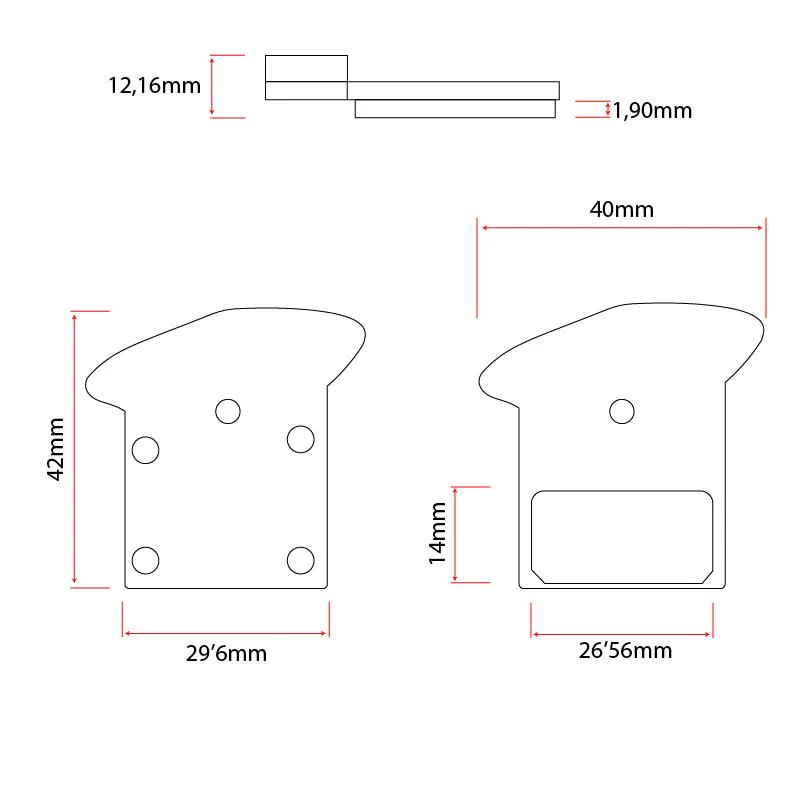 Pastilla de freno RS002-R de resina rectangular con disipador [NUTT] - Image 5